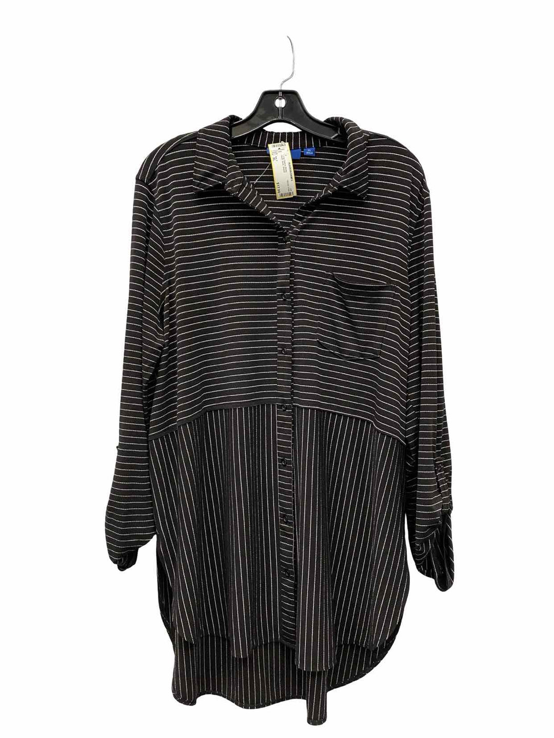 Apt. 9 Size XL Black Silver Striped Long Sleeve Shirts
