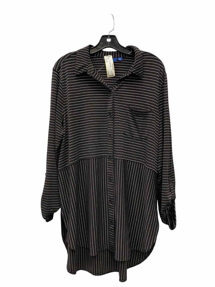 Apt. 9 Size XL Black Silver Striped Long Sleeve Shirts