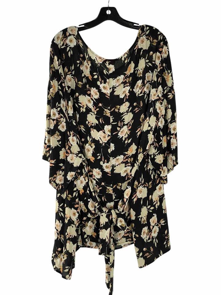 MOlly & Isadora Size 4X Black Floral Long Sleeve Shirts