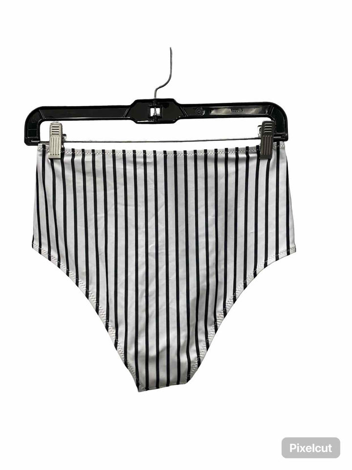 Beachsissi Size M Black White Striped Swimsuit Bottom