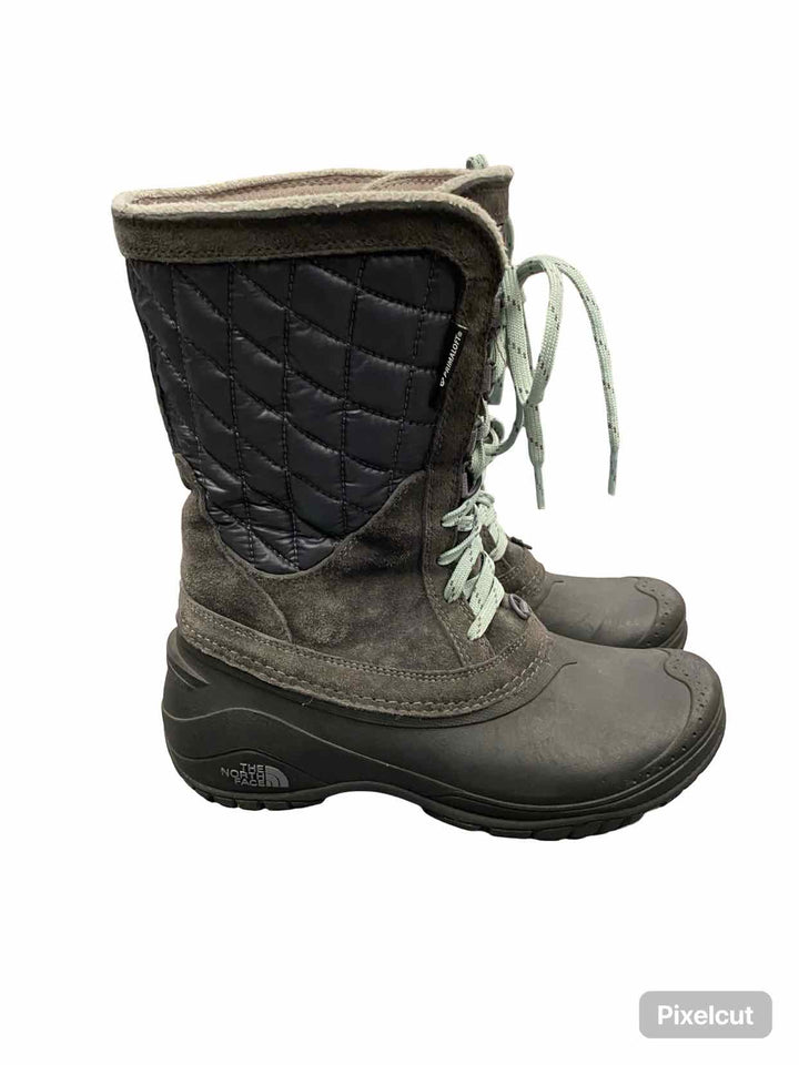 The North Face Shoe Size 7.5 Grey Black Suede Thermoball Boots(Ankle)