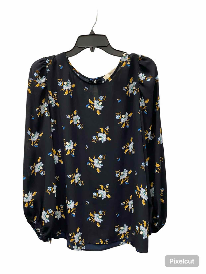 Loft Size L Black Floral Long Sleeve Shirts