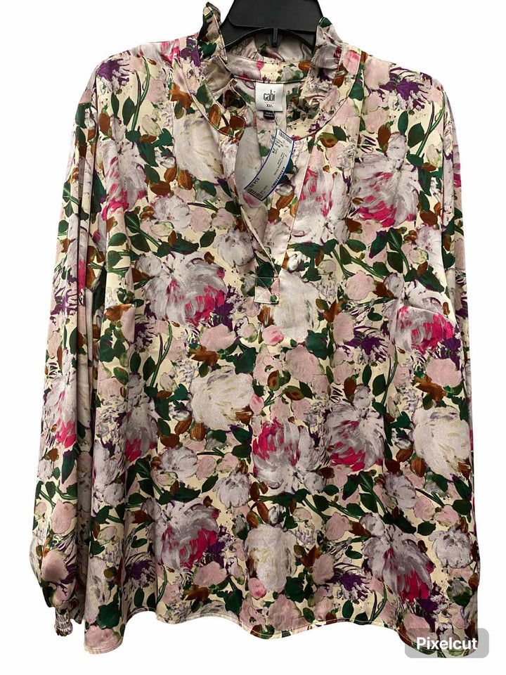 Cabi Size 2X Pink Floral Long Sleeve Shirts
