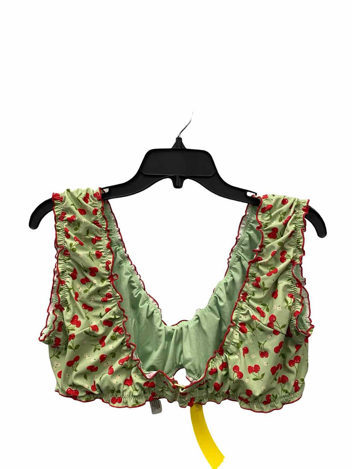 Pink Size XXL Green Red Cherries Swimsuit Top