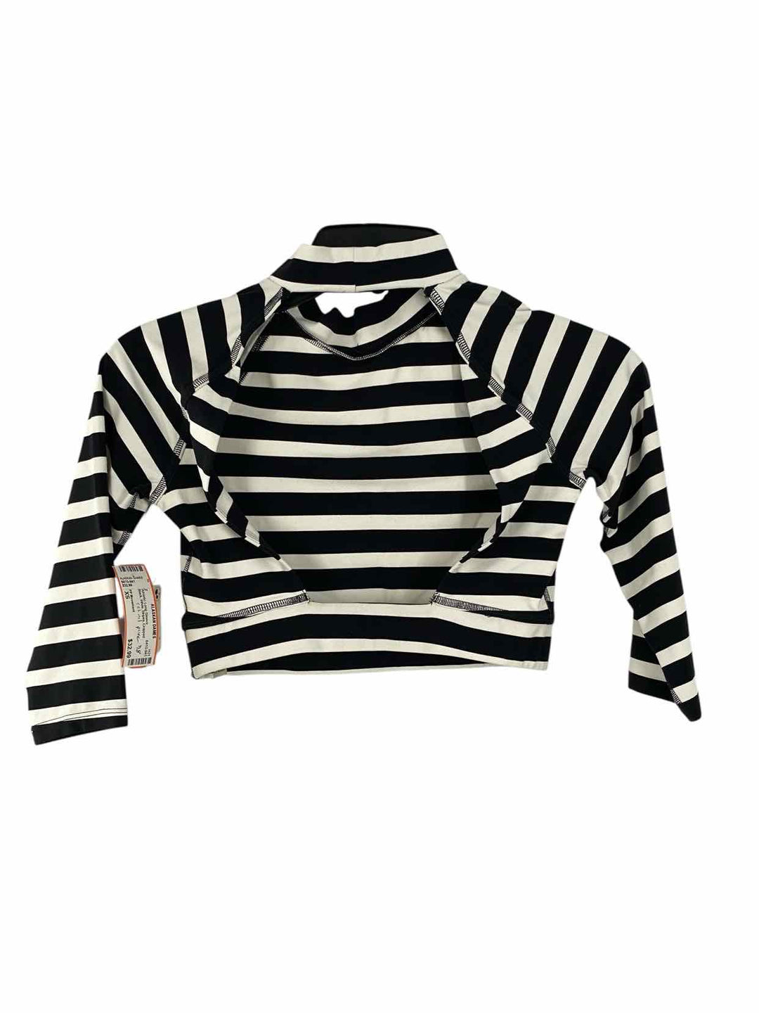 FP Movement Size XS Black White Stripes Athletic Long Sleeve