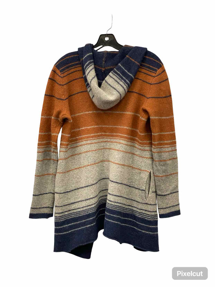 Horny Toad Size M Orange Blue/Gray Striped Wool Blend Sweater