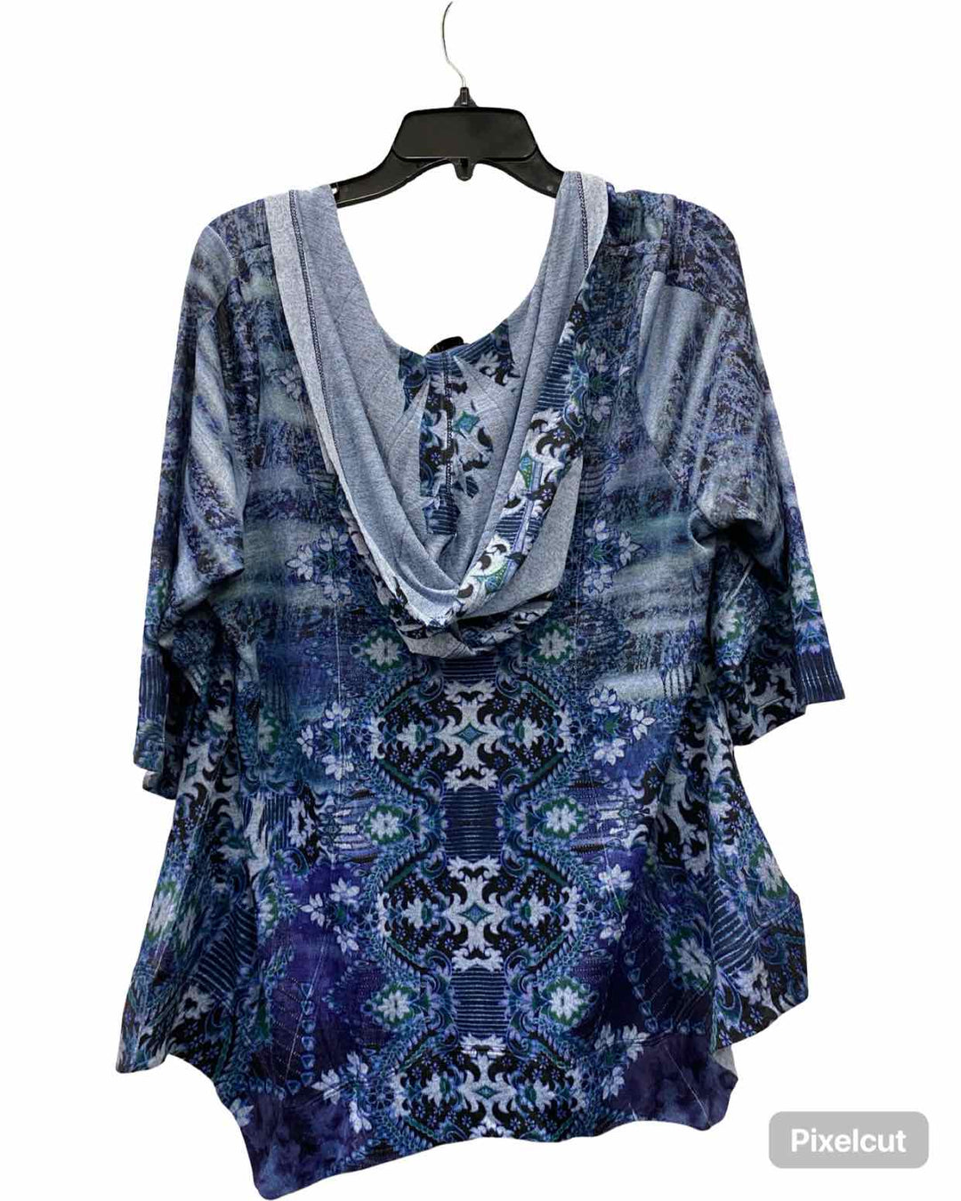 One World Size 1X Blue Print Sweatshirt