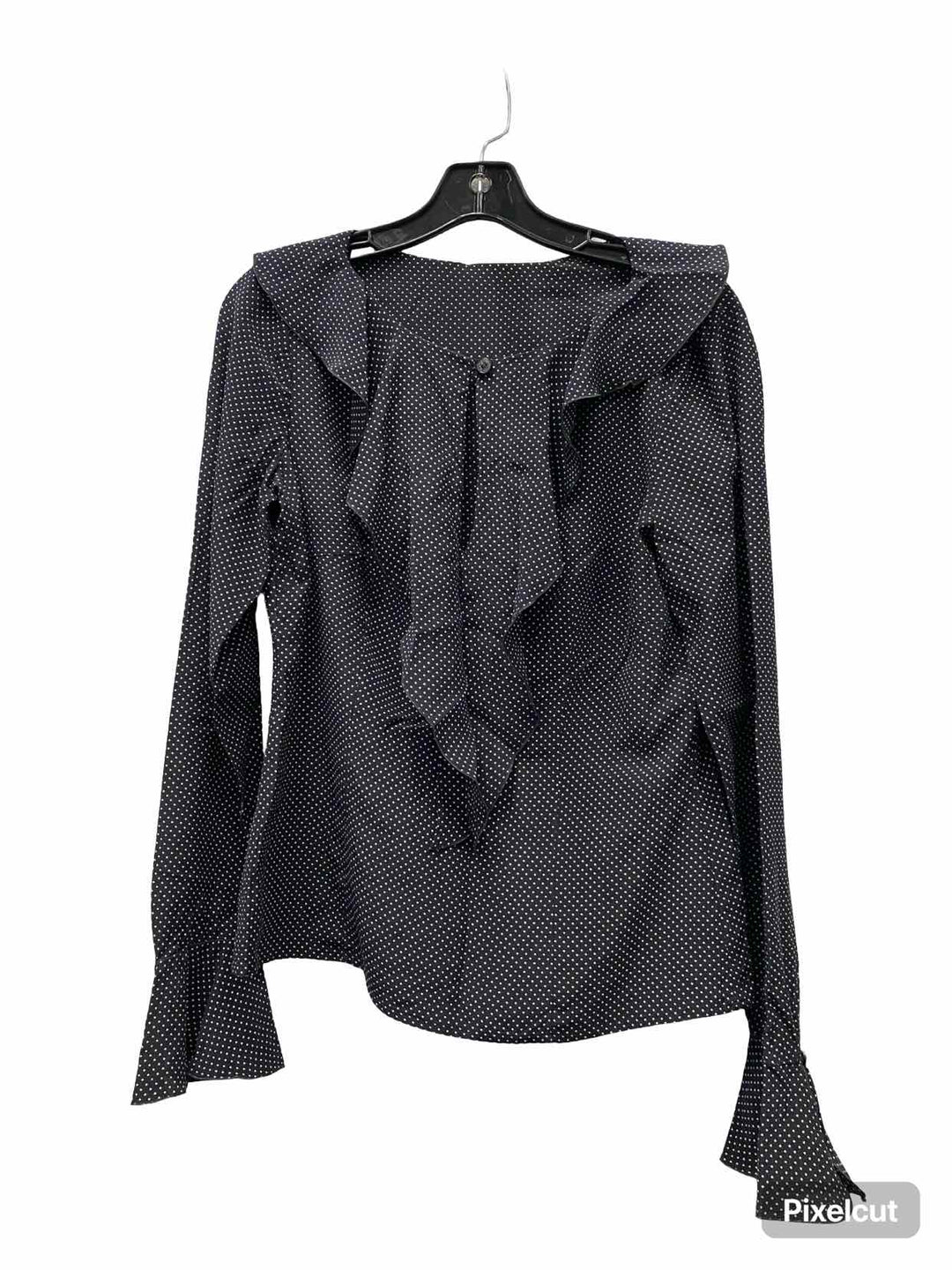 ESCADA Size 36(L) Black White Dots 100% silk Long Sleeve Shirts