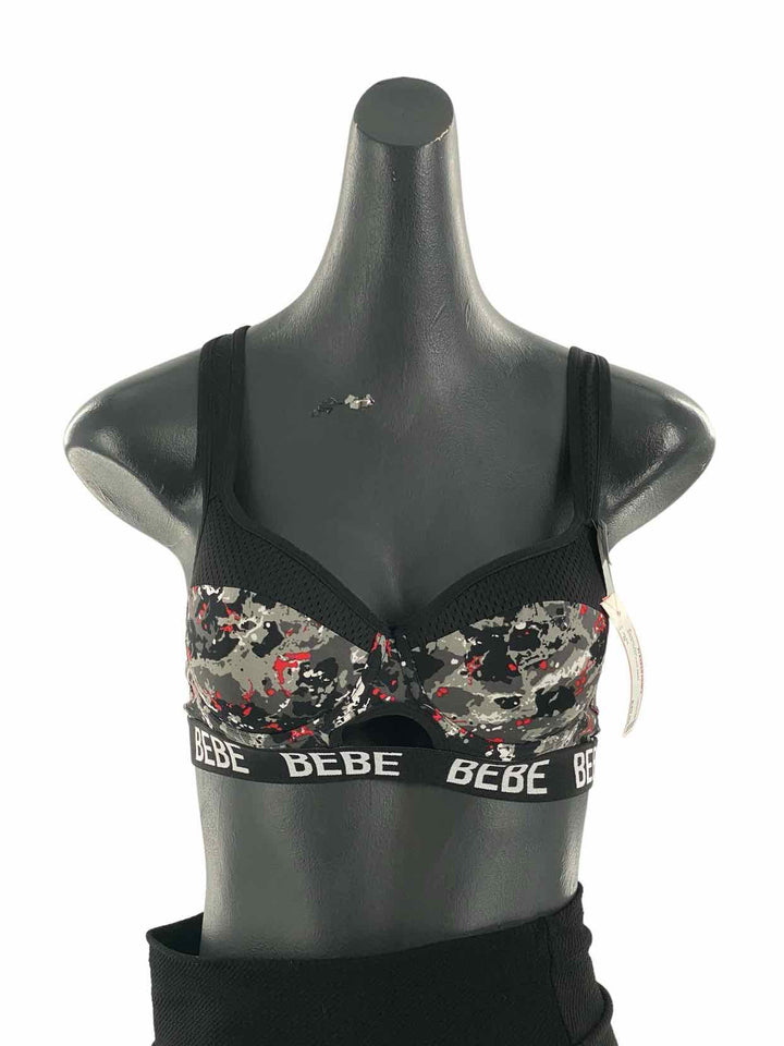 Bebe Size S Black Gray Print Athletic Bra