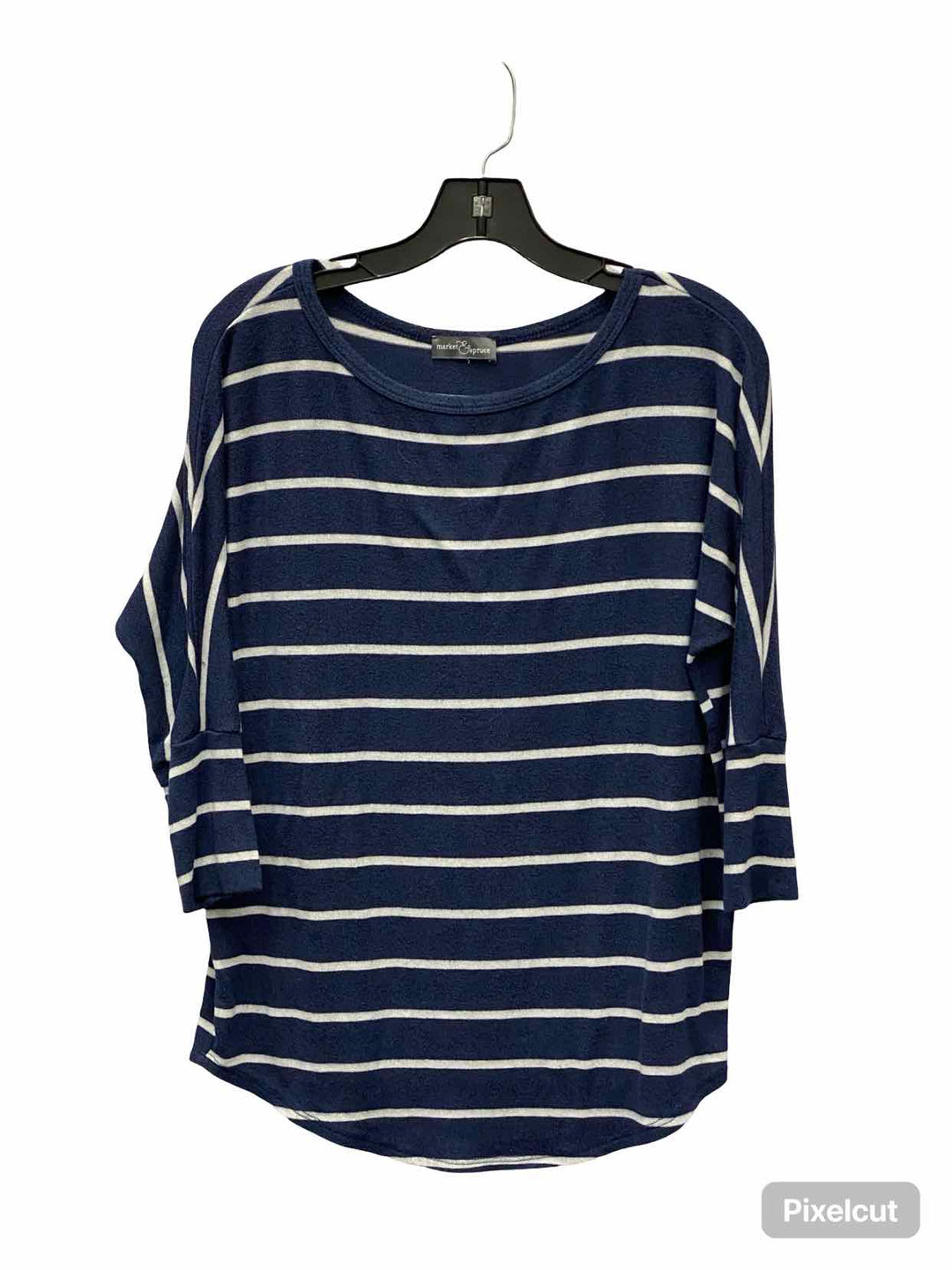 Market & Spruce Size M Navy White Striped Long Sleeve Shirts