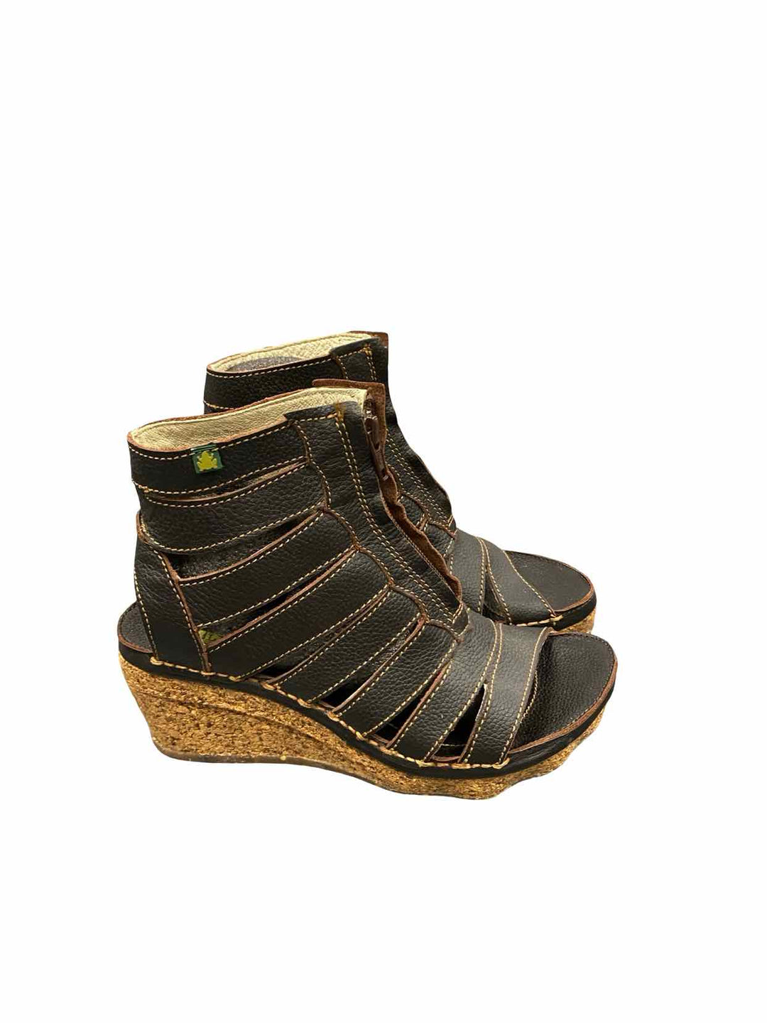 El Naturalista Shoe Size 36 Black Leather Wedge Heels