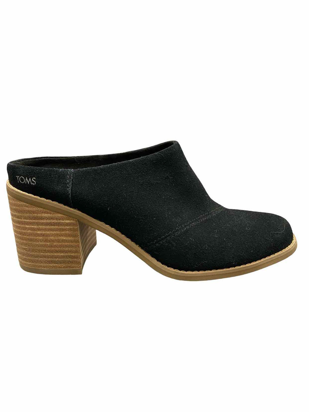 Toms Shoe Size 8 Black Suede Heels