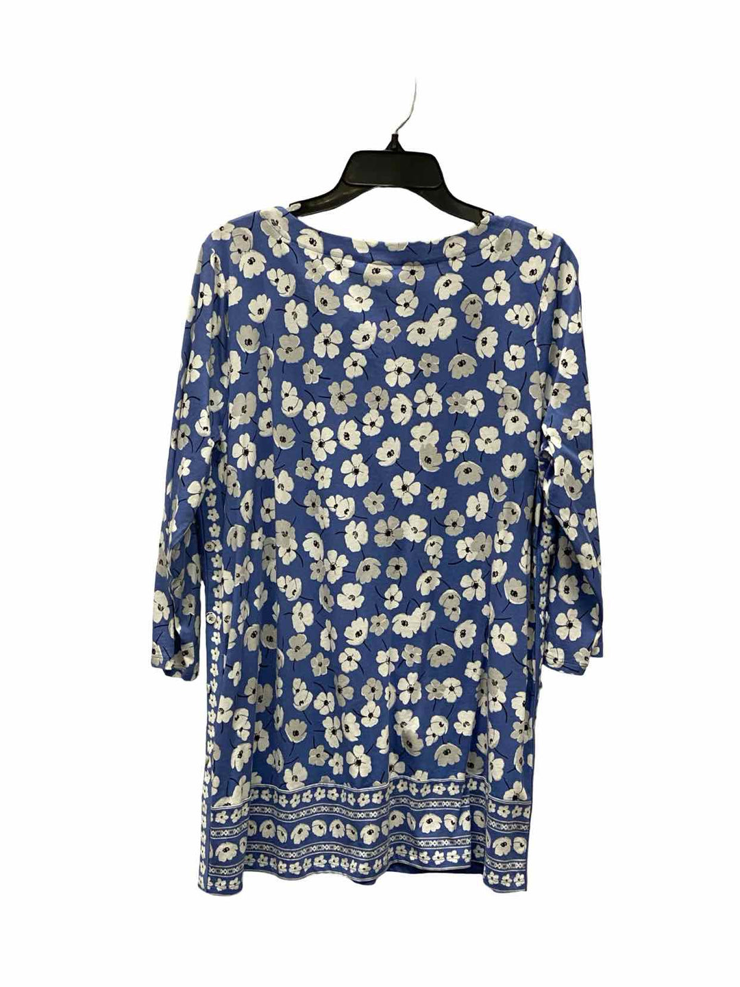 J Jill Size L Blue White Floral Long Sleeve Shirts