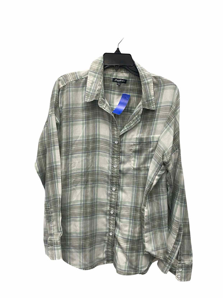 Flag & Anthem Size L Green Beige Plaid Long Sleeve Shirts