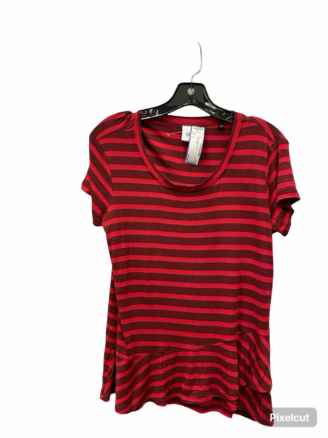 Cabi Size S Red Striped Short Sleeve Shirts