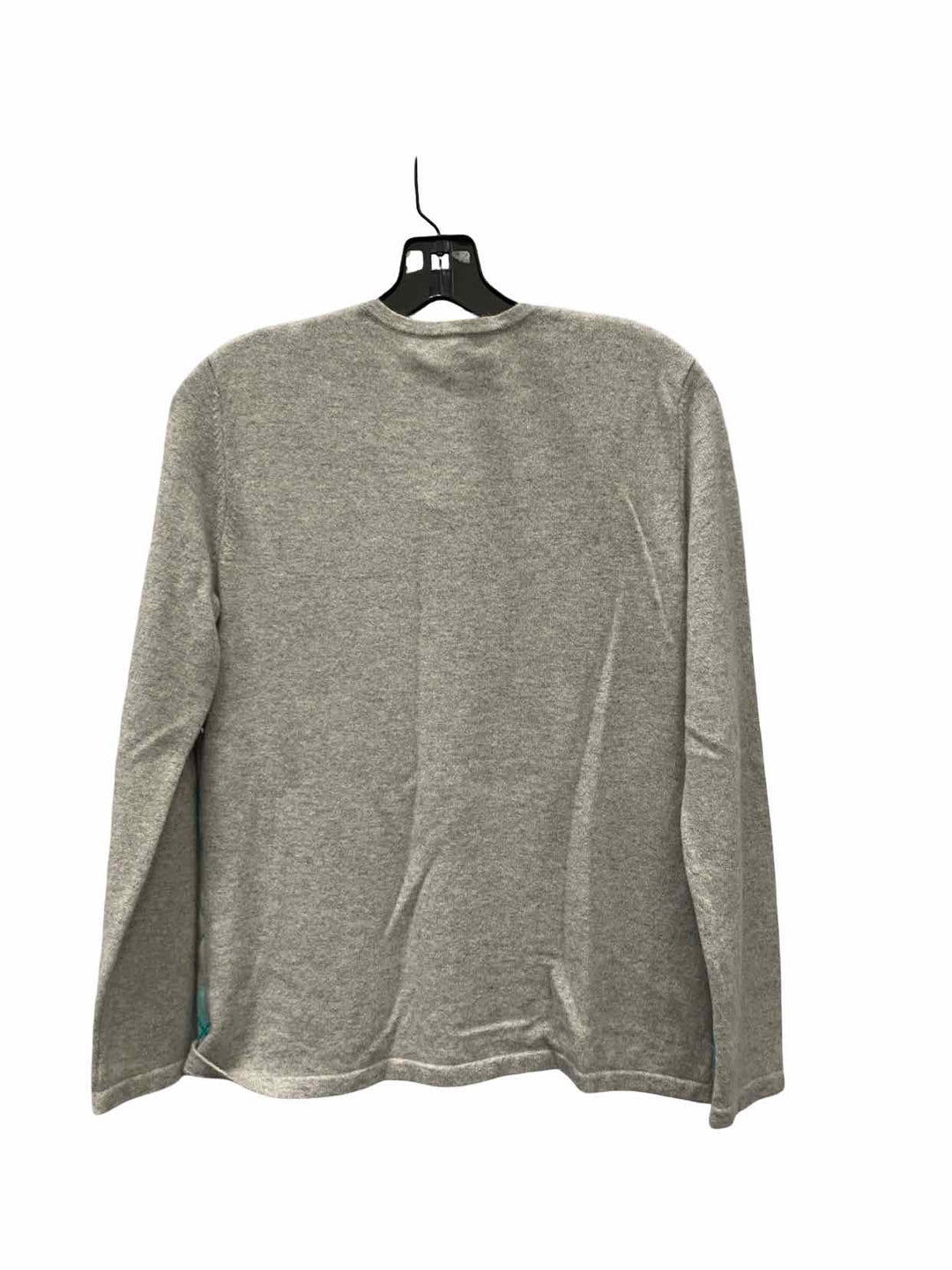 Lands End Size M Gray Print 100% cashmere Sweater