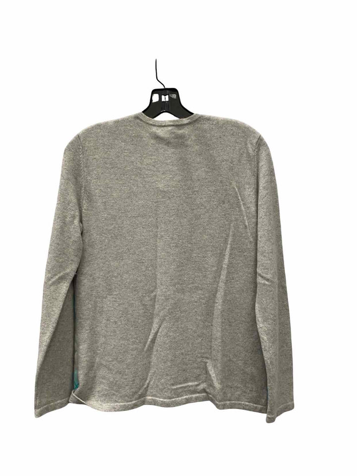 Lands End Size M Gray Print 100% cashmere Sweater