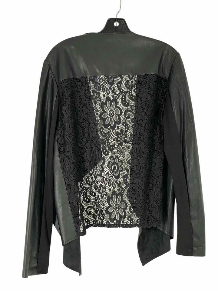 Kut Size XL Black LACE BACK Faux Leather Jacket