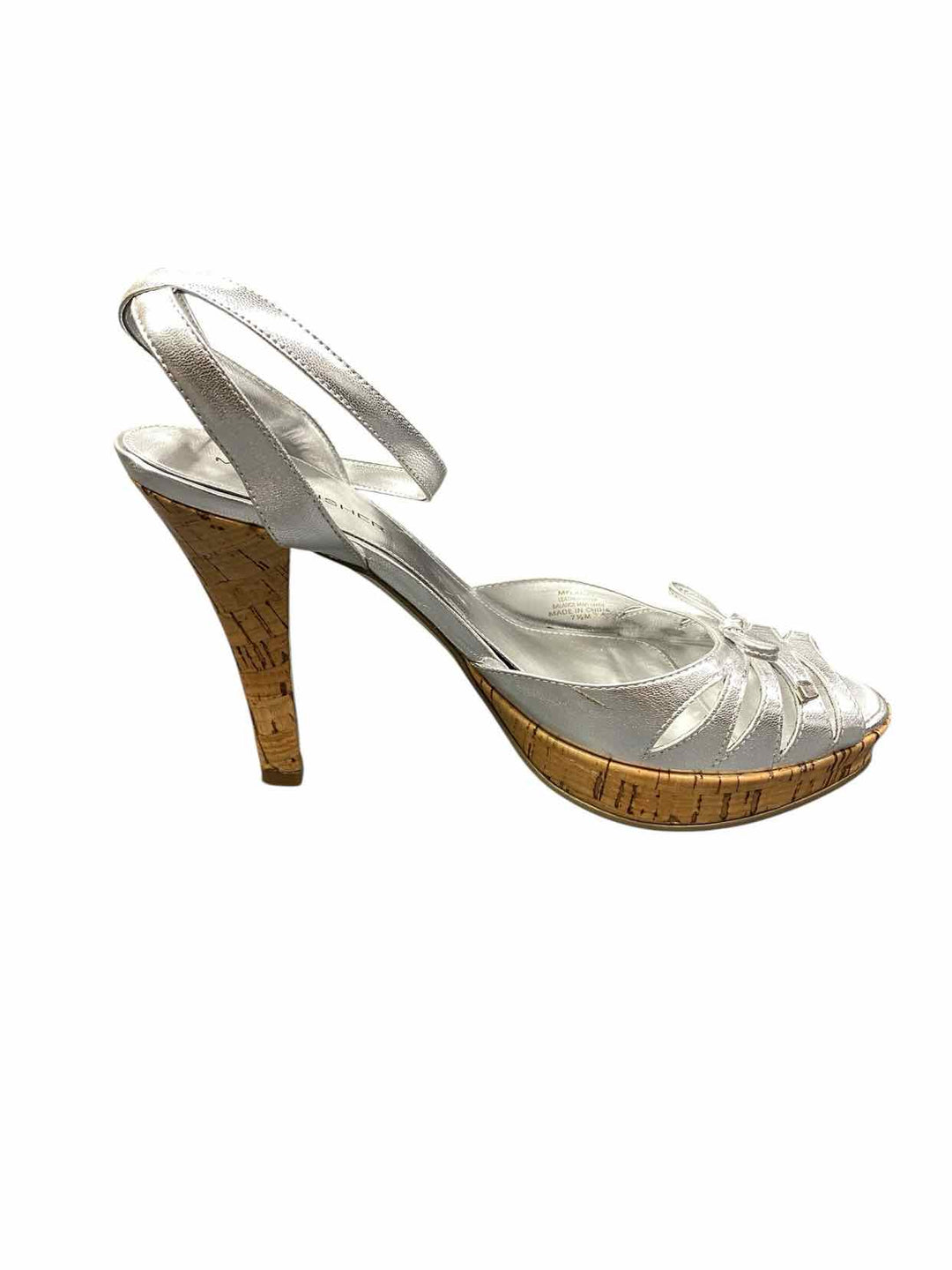 Marc Fisher Shoe Size 7.5 Silver Open Toe Heels
