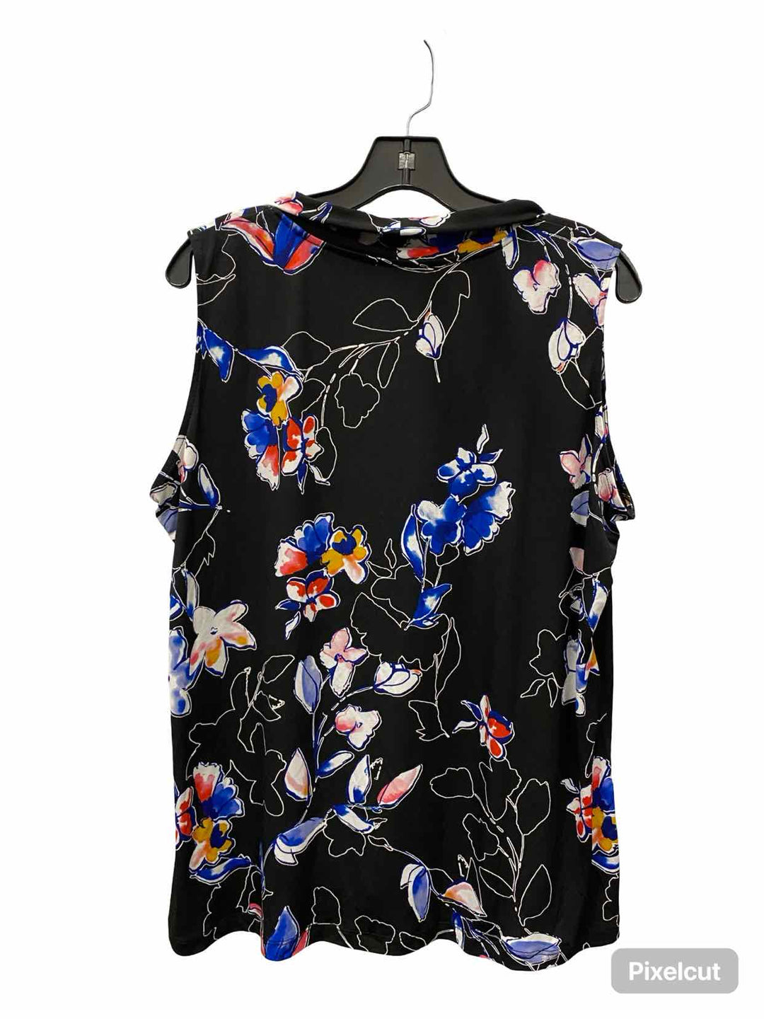 Tahari Size 1X Black Floral Tank Top