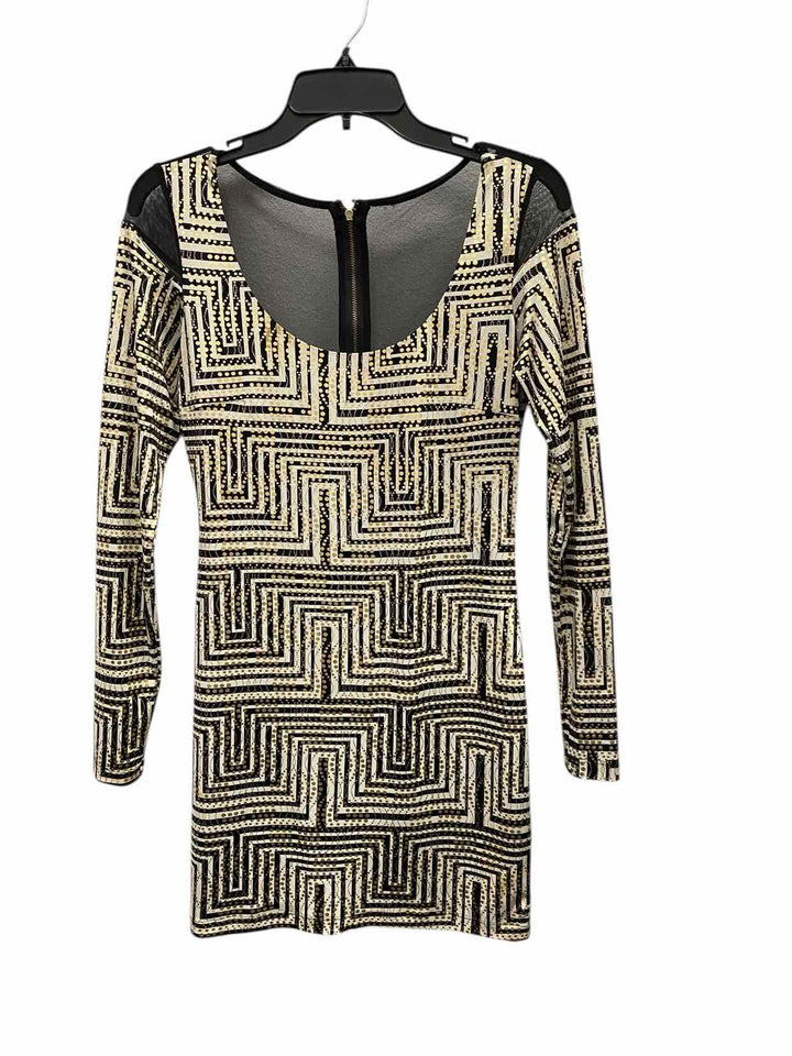 Bebe Size S Black White/Gold Dress