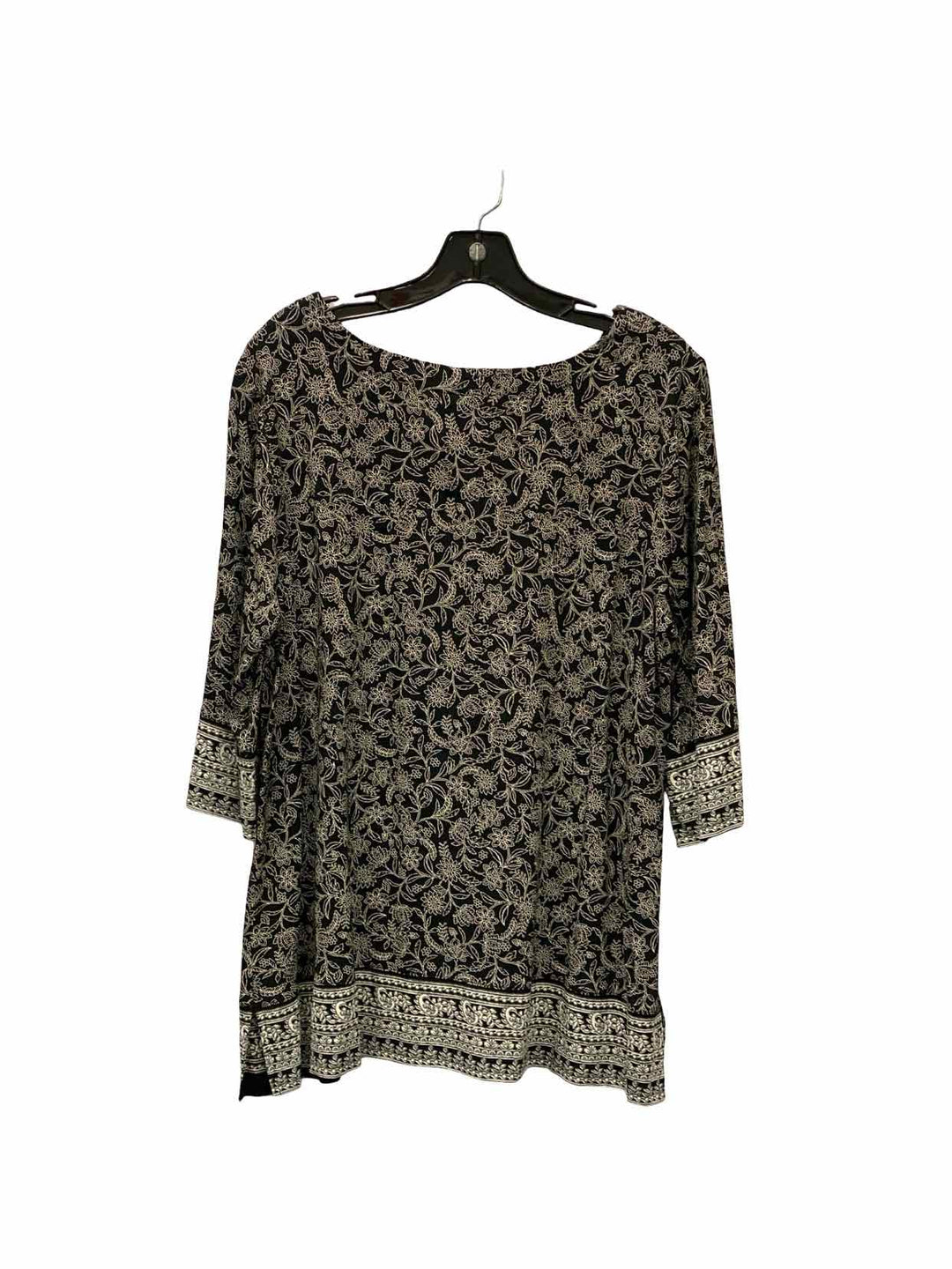 J Jill Size L Black Brown Floral Long Sleeve Shirts