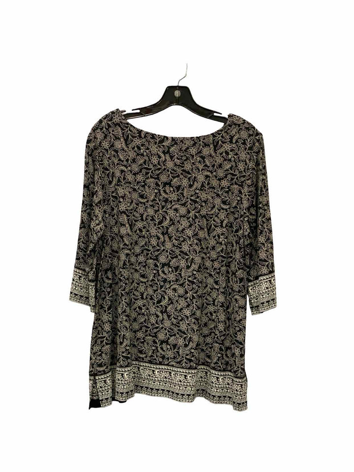 J Jill Size L Black Brown Floral Long Sleeve Shirts