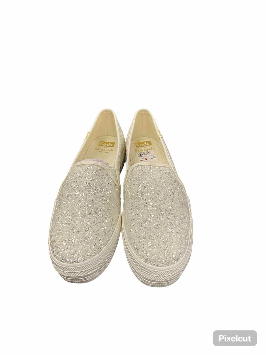 Kate Spade Shoe Size 8 White Trip Deck KS Glitter Sneakers