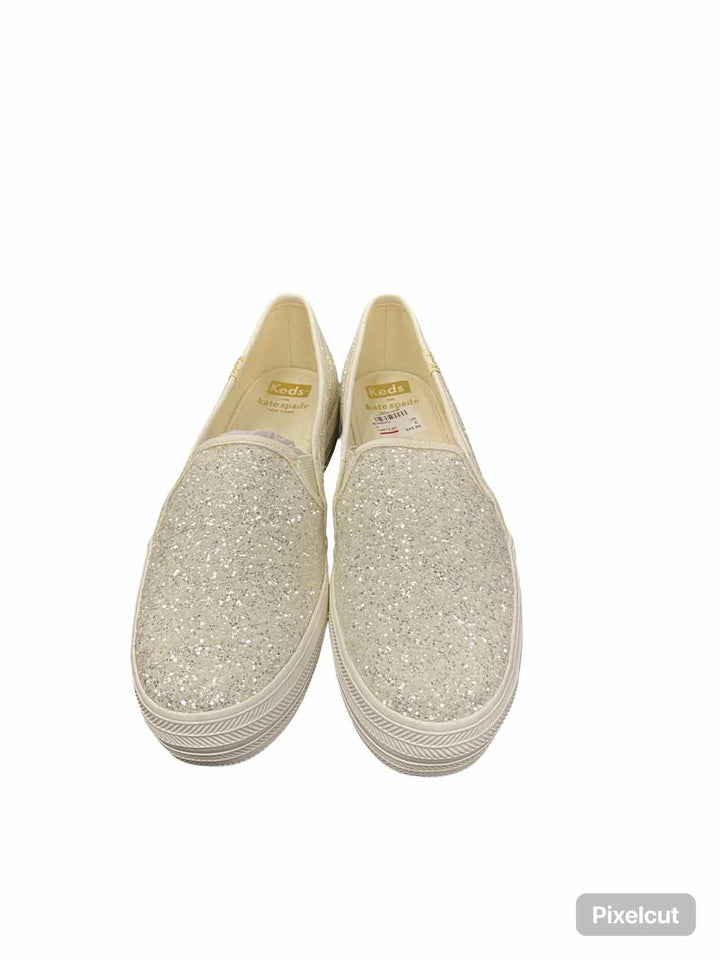 Kate Spade Shoe Size 8 White Trip Deck KS Glitter Sneakers