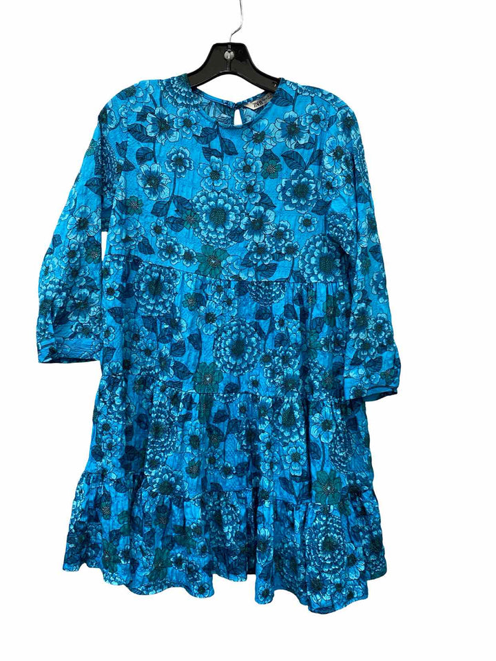 ZARA Size XS Blue Floral Dress