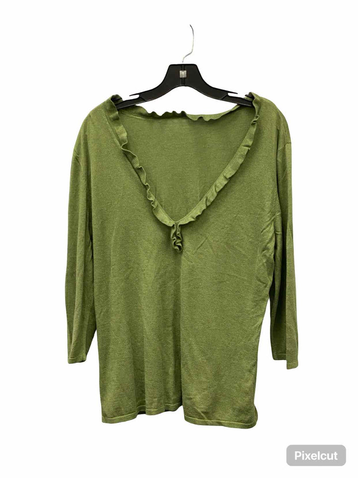 Unknown Brand Size S/M Green Cotton/Silk Blend Long Sleeve Shirts