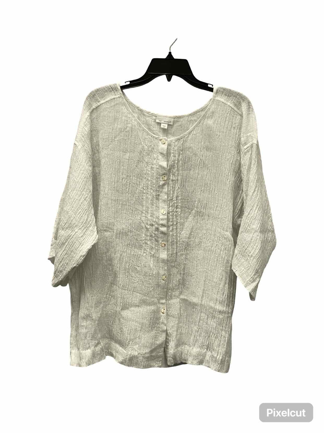 Pure Jill Size XL White 100% Linen Long Sleeve Shirts