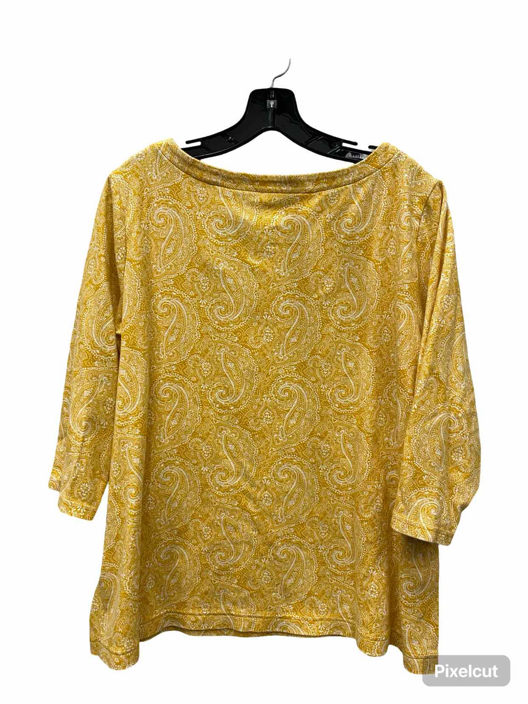 Croft & Barrow Size 1X Yellow Paisley Short Sleeve Shirts