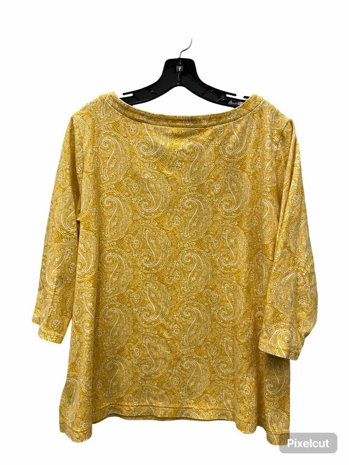 Croft & Barrow Size 1X Yellow Paisley Short Sleeve Shirts