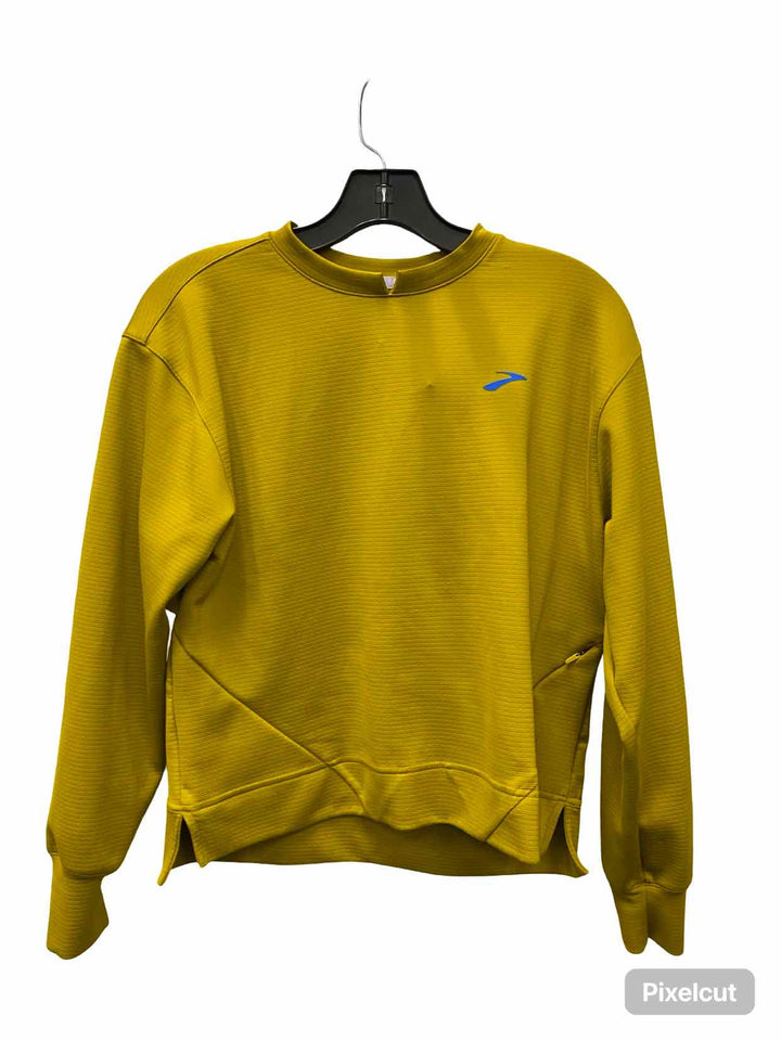 Brooks Size S Yellow Ribbed Sweatshirt