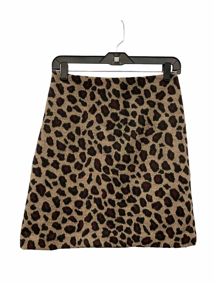 Ann Taylor Size 0 Brown Black Animal Print Skirt