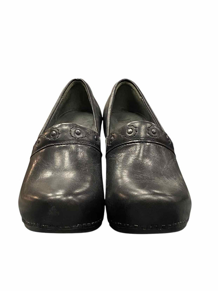 Dansko Shoe Size 41 Black Leather Heeled Clogs