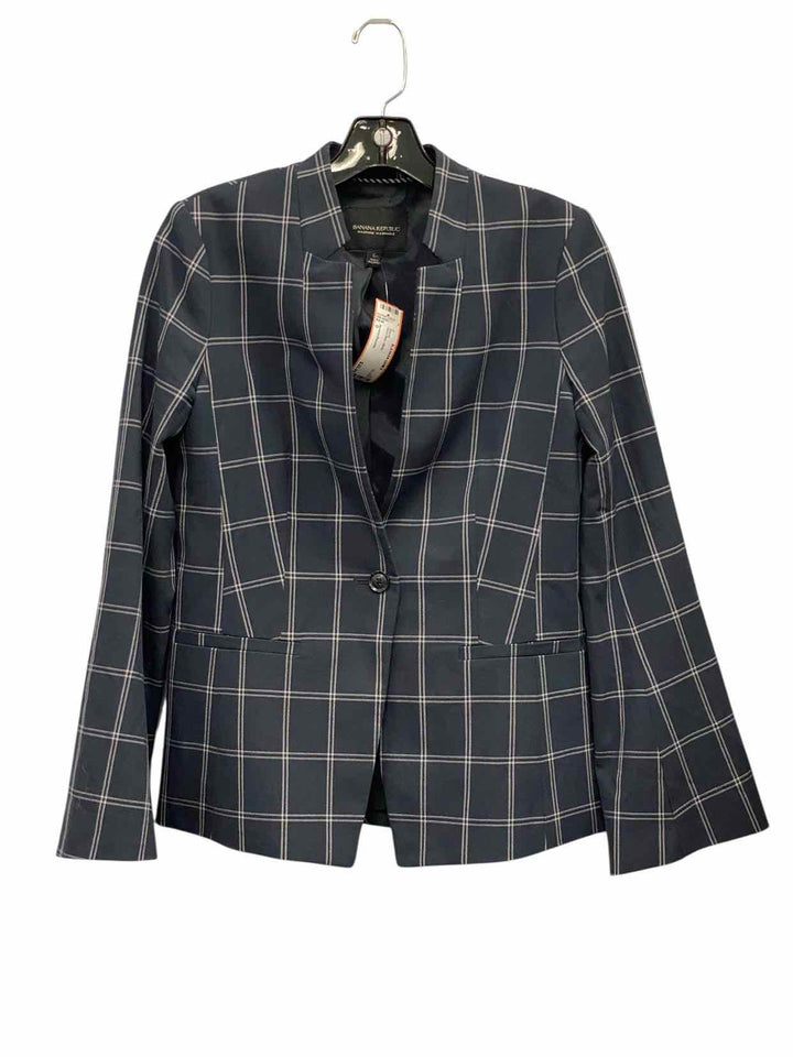 Banana Republic Size 0 Navy Blue White Blazer