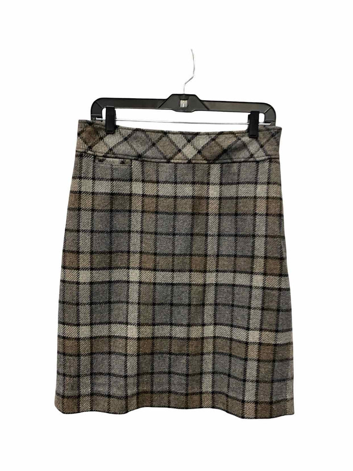 LL Bean Size 8 Gray Gigham 75% Wool Skirt
