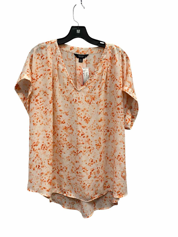 Simply Vera Size 2X Coral Print Short Sleeve Shirts