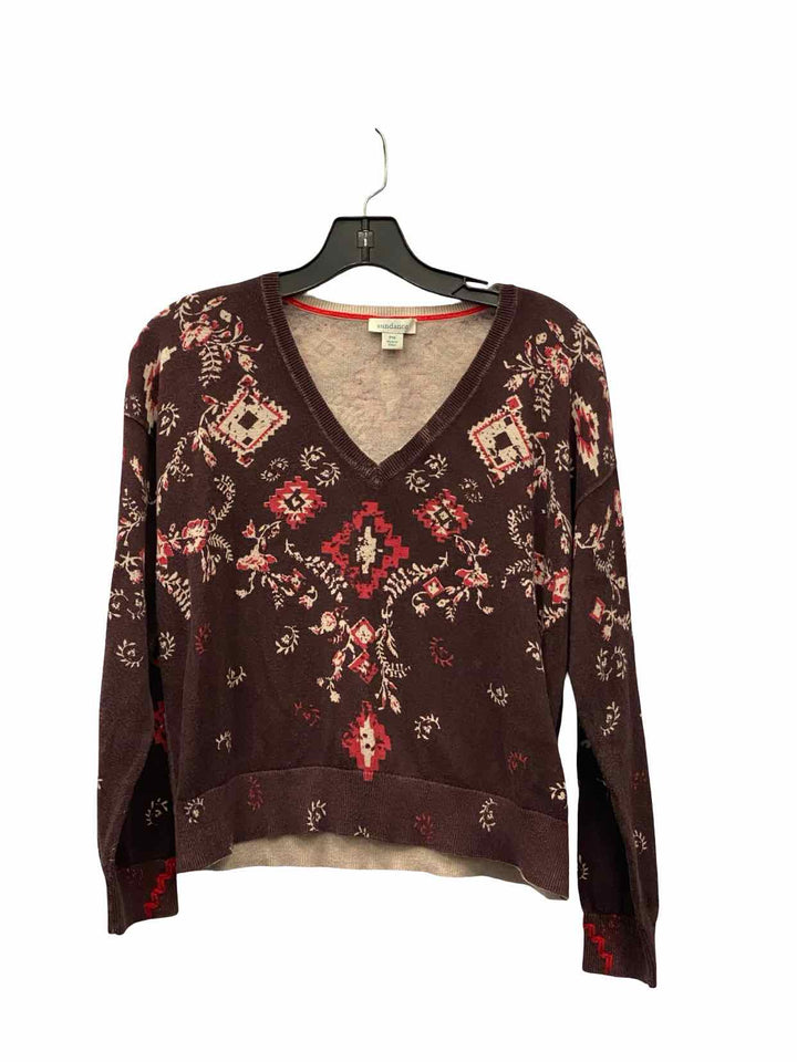 Sundance Size PM Burgundy Print 100% cotton Sweater