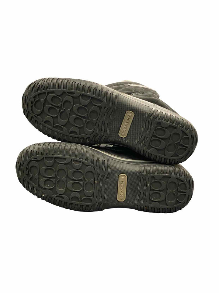COACH Shoe Size 7.5 Black Leather Shaine Water Resistant Boots(Ankle)