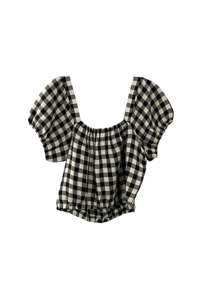 MadeWell Size M Black White Plaid Short Sleeve Shirts
