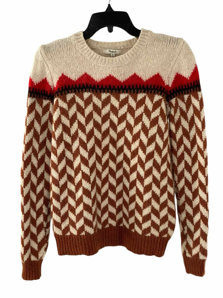 MadeWell Size M Brown Red Print Sweater