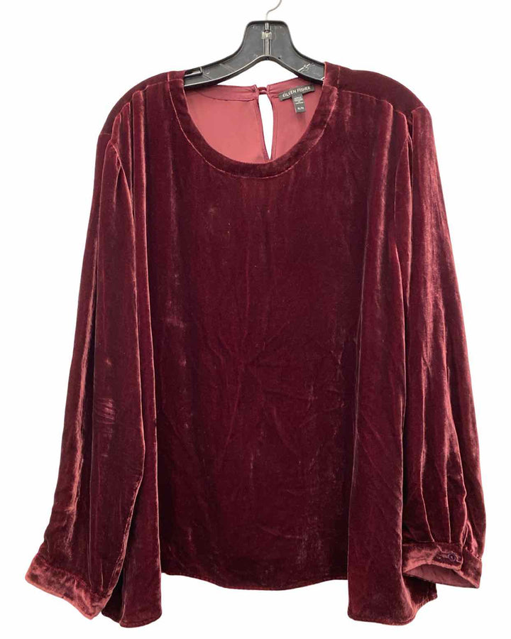 Eileen Fisher Size XL Burgundy Velvet Long Sleeve Shirts