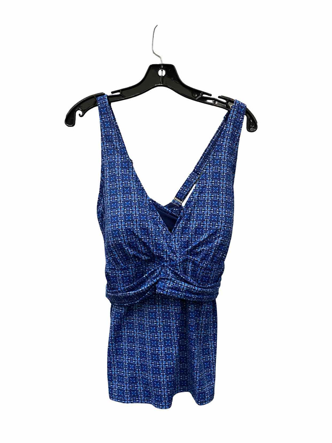 Lands End Size 16 Blue Print Swimsuit Top