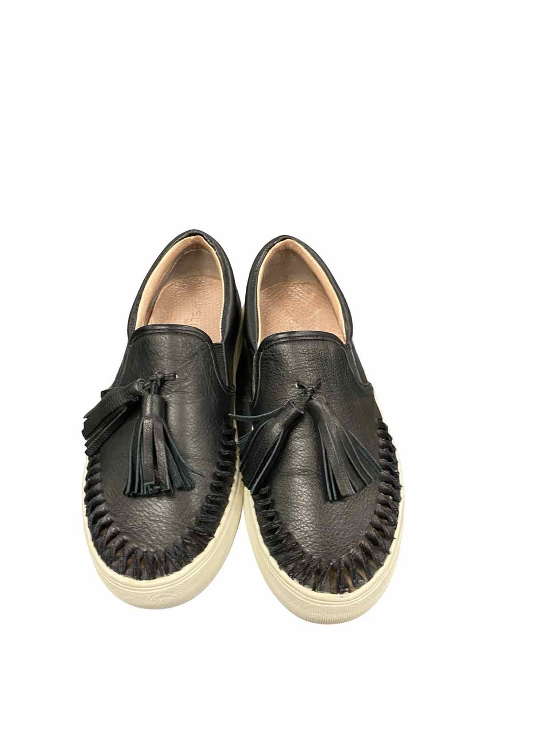 J/Slides Shoe Size 7 Black White Leather Sneakers