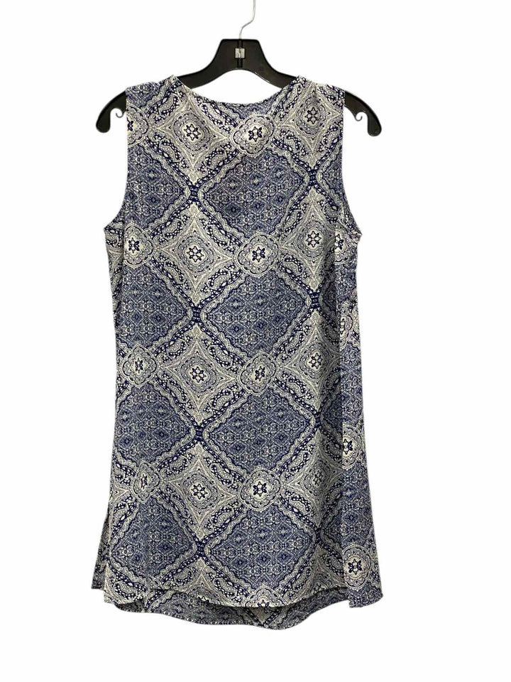 Bobeau Size M Blue White Print Tank Top