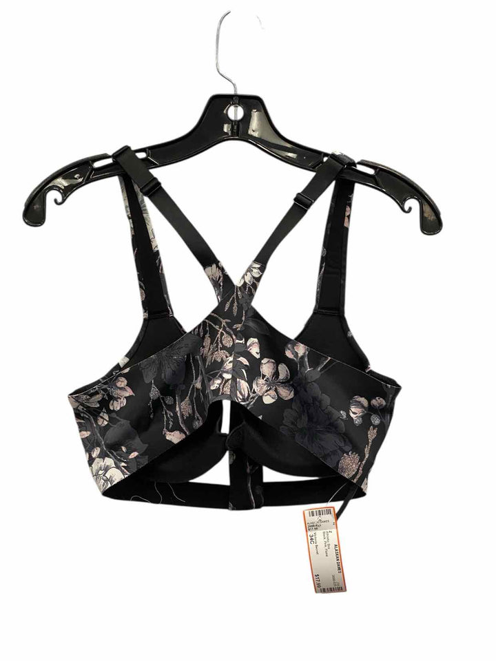 Victoria Secret Size 34C Black Pink Floral Athletic Bra
