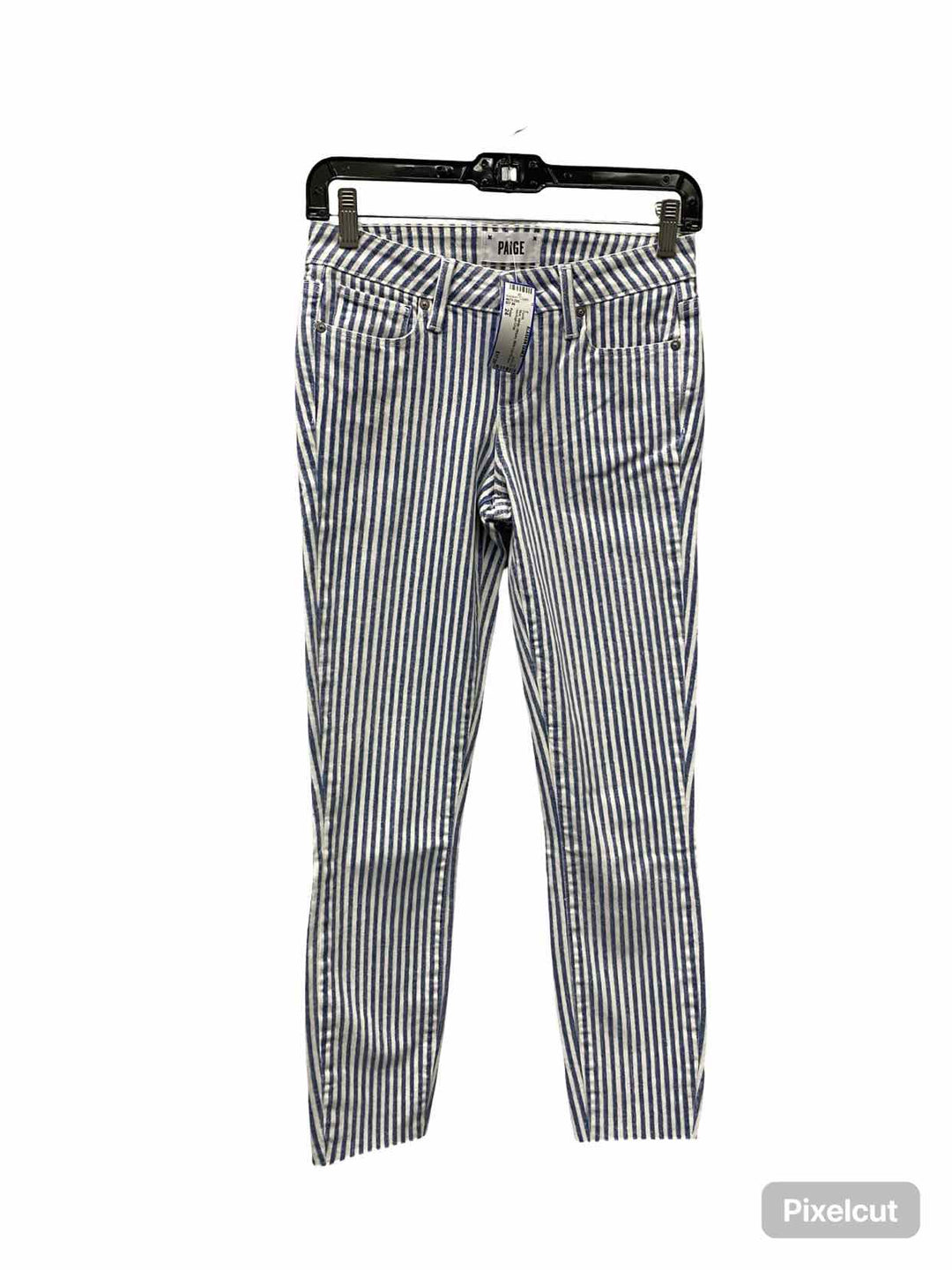 Paige Size 24 Blue White Stripes 98% Cot 2% Span Pants